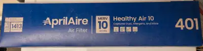 April Aire 401 furnace air filter, Merv 10 rating. Brand new, in original packaging. Available for p...