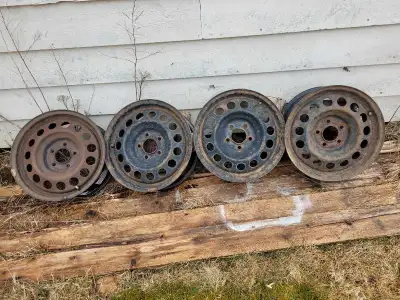 - Set of four 16 x 6.5 inch steel rims - Bolt pattern is 5 x 115 - came off a 2012 Chevrolet Volt -...