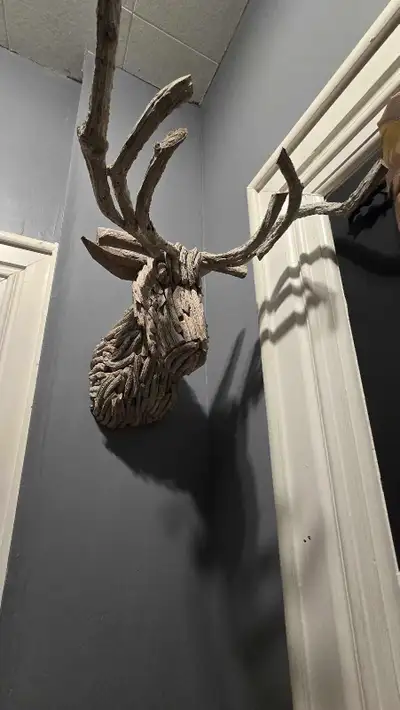 Driftwood deer head, View more