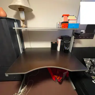 Large Ikea Jerker Adjustable Desk w/ Desktop and 1 shelf, View more