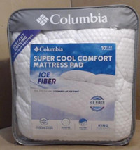 NEW Columbia Ice Fiber Mattress Pad King Size White