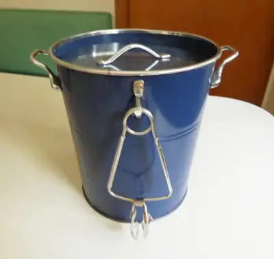 2 HANDLED BLUE DOUBLE WALLED ICE BUCKET WITH LID AND TONG, View more