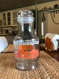 Mid Century Modern Juice Jar w/ Lid & Oranges & Flower Pattern
