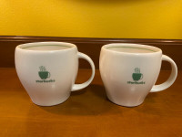 STARBUCKS 2003 Set of 2 Barista Coffee Cups White Green Expresso