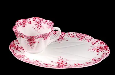 Shelley Dainty Pink Rare Bone China Teacup and Snack Plate