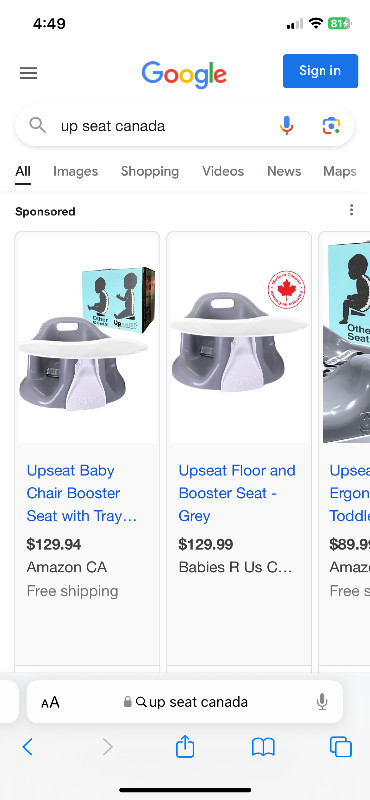 Up seat chair booster in Feeding & High Chairs in Mississauga / Peel Region
