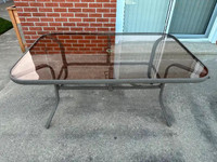 Outdoor Glass Patio Dining Table with Steel Frame