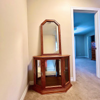  Oak  display cabinet with mirror