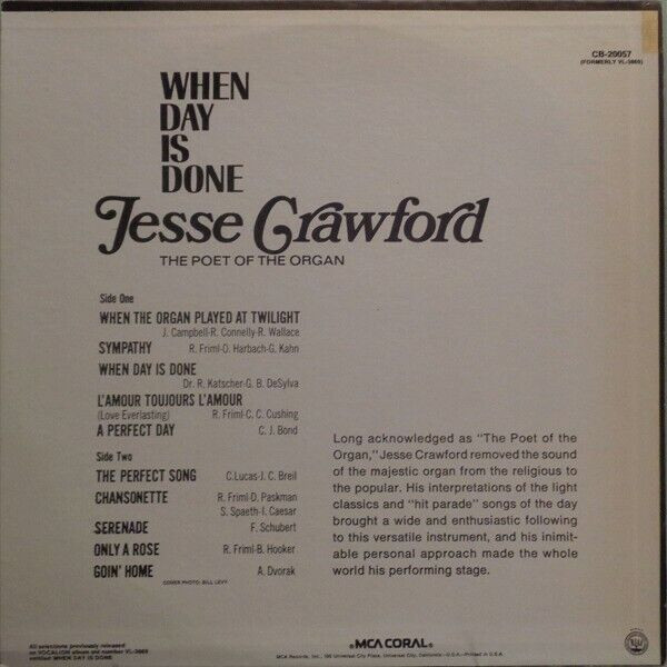 Jesse Crawford-When Day Is Done LP-Good condition LP-Organ music in CDs, DVDs & Blu-ray in City of Halifax - Image 2