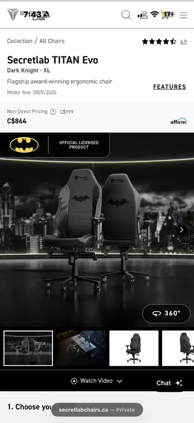  Secretlab TITAN Evo XL – Batman Dark Knight Edition |, View more