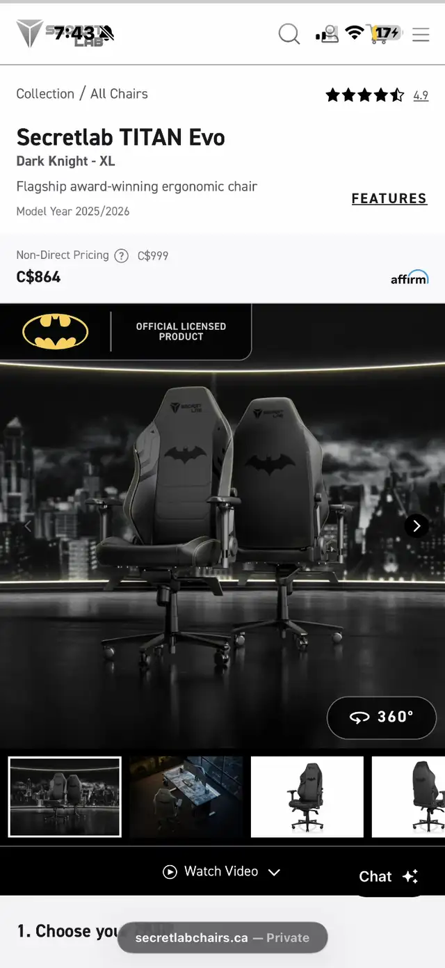  Secretlab TITAN Evo XL – Batman Dark Knight Edition |