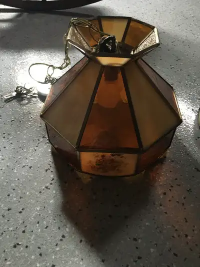 Tiffany Stained Glass Lights, no damage, complete. chandelier, View more