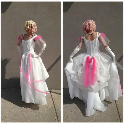 Unique White w/ Pink Accents Bridal Dress, View more