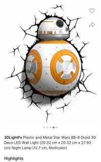 Star Wars BB-8 Light 3D Wall Light