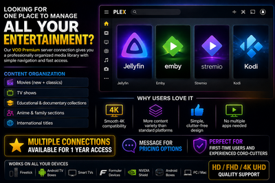 VOD Premium Media Server Access, View more