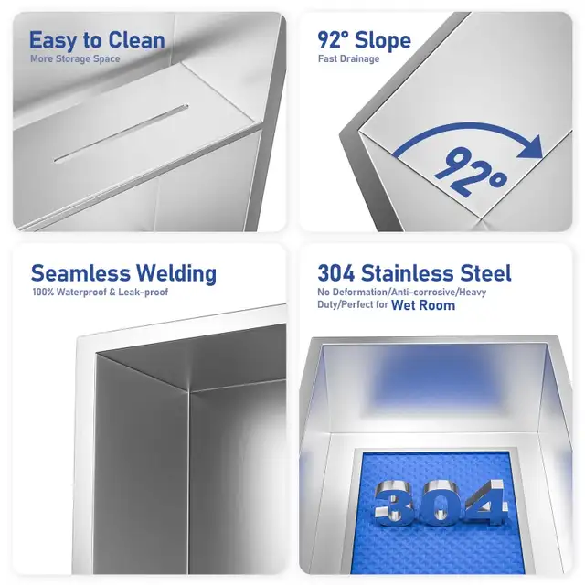 Bernkot Stainless Steel Shower Niche 30" X 12" in Bathwares in Markham / York Region - Image 5