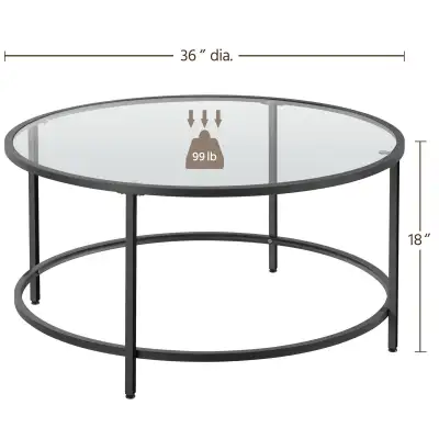 36" Round Glass Coffee Table, Black Circle Coffee Table Center , View more