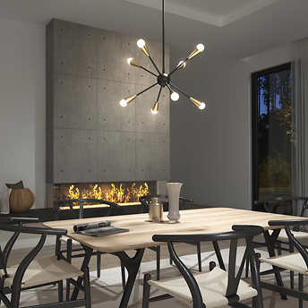 LED Pendant Light Matte Black Finish with Gold Accent Chandelier, View more