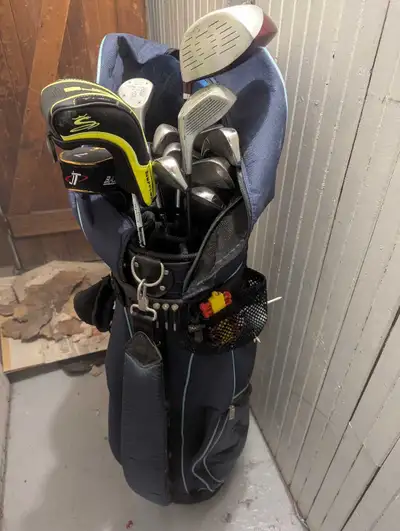PowerBilt Golf Bag with Mixed Array of Golf Clubs, View more