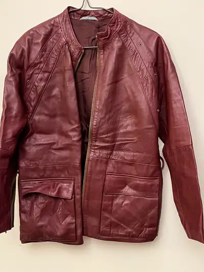 Women’s Burgundy Leather Jacket - Made in Spain, View more