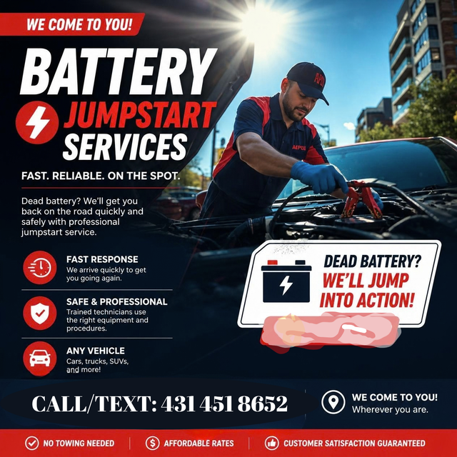 CAR BATTERY BOOSTING/JUMPSTART SERVICES (431 451 8652)