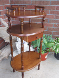 Oak Pedestal Stand/ Wood table w/drawer