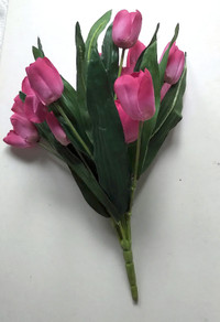 Silk Pink Tulip Bouquets- 15" Long - for Decor/ Crafts- 24 Total