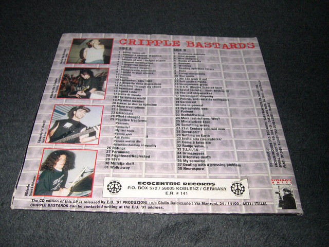 The Cripple Bastards - Your Lies In Check (1996) LP Punk dans CD, DVD et Blu-ray  à Ville de Montréal - Image 4