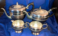 Vtg MCM Viking Silverplate Tea & Coffee Set w/ Creamer & Sugar