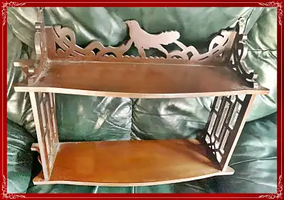 MAHOGANY CURIO WALL SHELF CHINESE CHIPPENDALE WOOD FILIGREE PLATE RACK Asking $125.00 A lovely antiq...