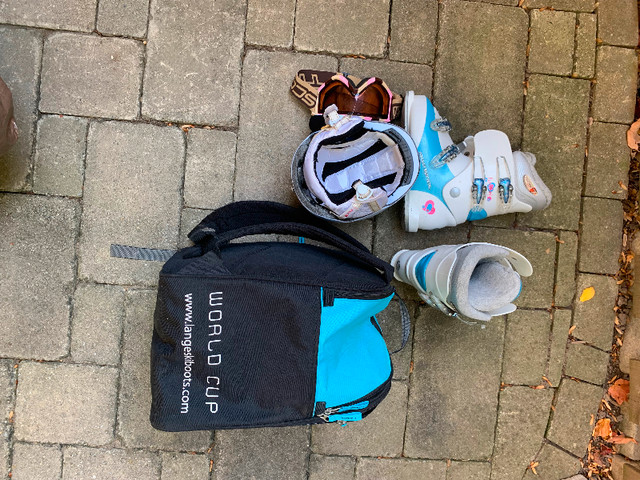 Rossignol ski boots, Giro helmet, Scott goggles and boot bag in Ski in Mississauga / Peel Region