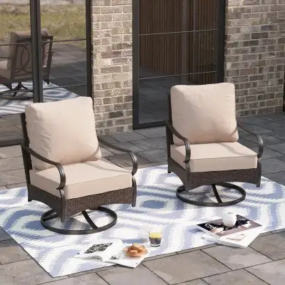 Swivel Patio Lounge Chairs With Cushions (set Of 2) - Cushion Co, View more