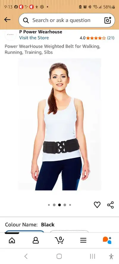 New - Weighted Belt 5 Lb- XS - 26" - 30", View more