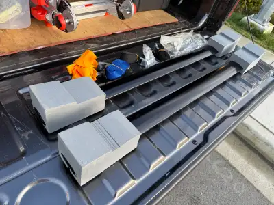 Adjustable car roof rack for kayak boards, etc.