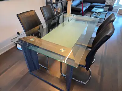 Dining room table + coffee table set (incl. 2 tables + 4 chairs), View more