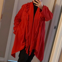 Red cardigan style drapefront jacket