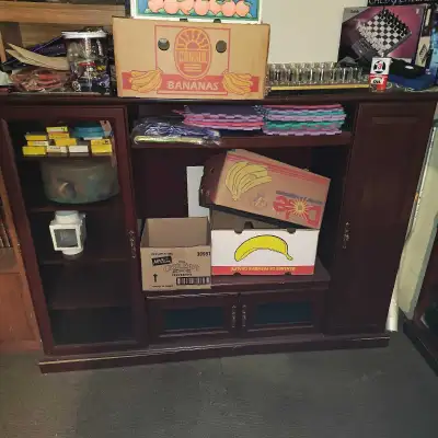 Cherry Wood Entertainment Console with Glass Doors 2 sizes, View more