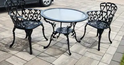 Cast iron bistro Set-2 chairs and table, View more
