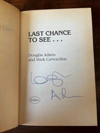 Douglas Adams Autographed Book Last Chance to See