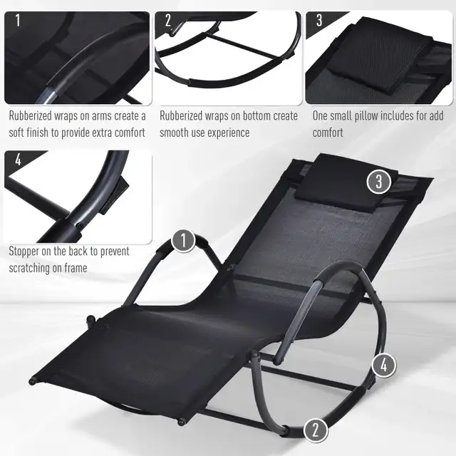 Outsunny Outdoor Rocking Chair, Chaise Lounge Pool Chair for Sun in Patio & Garden Furniture in Markham / York Region - Image 7