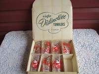 Beautiful Vintage Dominion Glass Christmas Tumblers--with Box!
