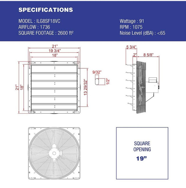 iLiving 18 Inch Smart Remote Shutter Exhaust NEW OPEN BOX in Other in Markham / York Region - Image 4