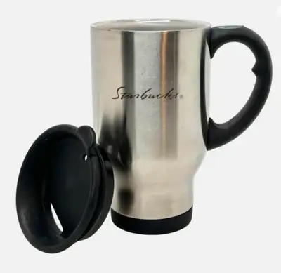 Vintage Starbucks Stainless Steel  Mug  Rubber Handle & Lid, View more