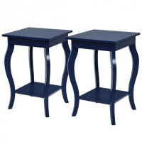 Set Of 2 Side Table Sofa Table Night Stand With Shelf-Blue
