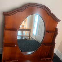 Mirror with Solid Wood Framing and Shelves