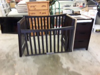 Baby crib with drawers and changs table