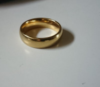 Gold Tone Heavy Wide Wedding Band Ring