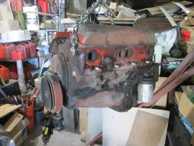 Chev 350-4 bolt main engine from a 72 pickup for rebuilding. 010 block TDJ stamped on pad. No intake...