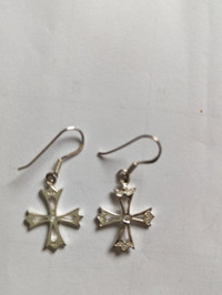 Brand New 925 silver cross earrings