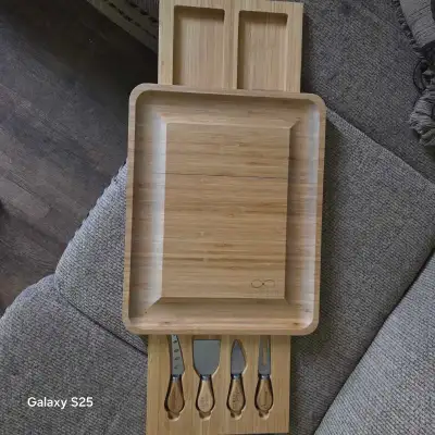 cheese cutting board with utensils, View more